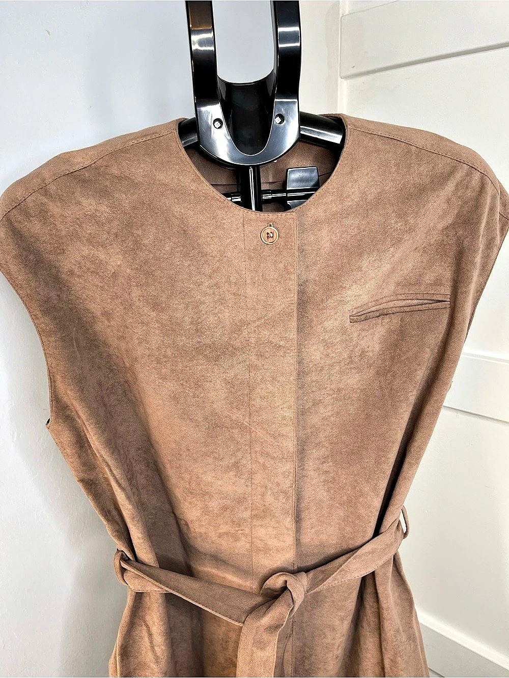 VTG Samuel Robert by Peter Hatsi Androu Brown Belted ultra Suede Dress Size 14